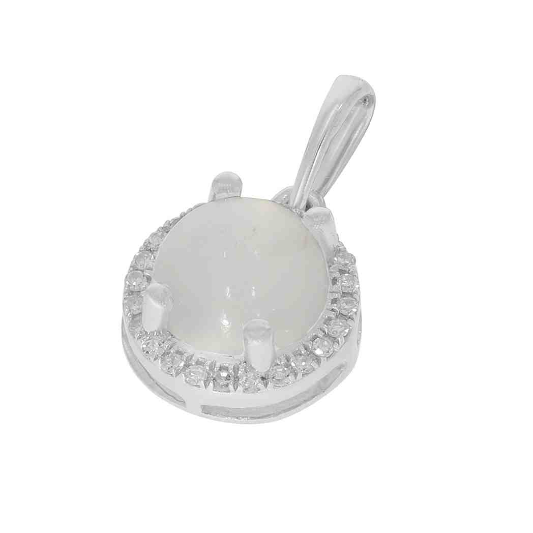 Moon Stone and Diamond Halo Pendant PD31343A MOON STONE